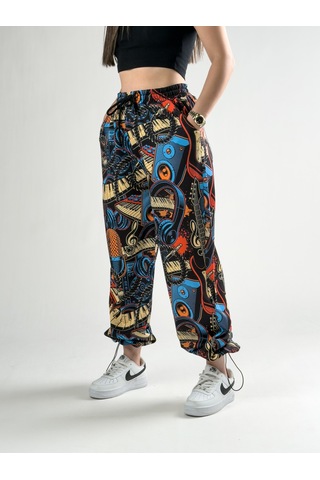 Cocopelli Paça Ayarlamalı Müzik Desenli Jogger Pantolon Coc2805 Desenli