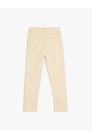 Koton Beli Ayarlanabilir Lastikli Pamuklu Slim Fit Pantolon Ekru 5skb40012td Ekru