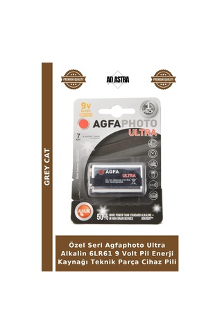 Özel Seri Agfaphoto Ultra Alkalin 6lr61 9 Volt Pil Enerji Kaynağı Teknik Parça Cihaz Pili