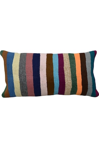 Zehra Abla Halı Yeni El Dokuma Dekoratif Lumbar Kilim Kırlent Yastık Kılıfı 6697 Çok Renkli