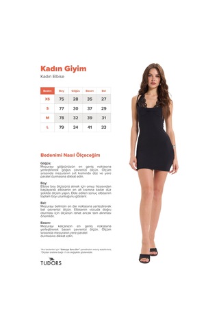 Tudors Kadın Slim Fit Dar Kesim Boyundan Bağlamalı Sıfır Kol Dantel Detaylı Siyah Elbise-52064