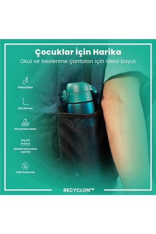 Ion8 - İnce Suluk - Deniz Mavisi - 500 Ml - Sızdırmaz - Bpa İçermeyen Mavi