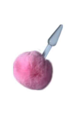 Erofoni Ponpon Tüylü Peluş Kuyruklu 12 Cm Komple Kalın Cam Yapı Anal Gevşetici Alıştırıcı Plug