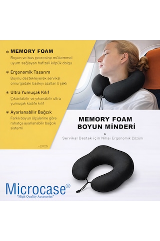 Microcase Ortopedik Memory Foam Nefes Alabilen Kumaş Boyun Destek Minderi Al5521