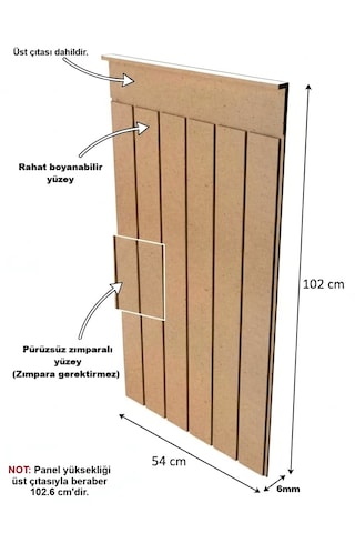 Mdf Cnc Işlemeli Dekoratif Boyanabilir Duvar Paneli 102x54cm 6mm 102x54cm