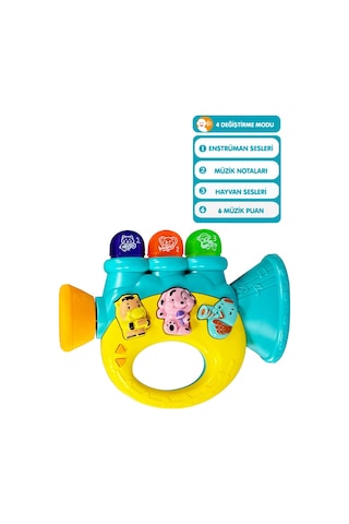 Toyaş Işıklı Ve Müzikli Trompet Bebek Piyanosu Motor Beceri Gelişimi Müzikli Oyuncak Hayvan Sesli Trompet Bebek Oyuncağı Sarı Sarı