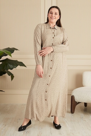 Kadin Buyuk Beden Çıtır Desen Yazlik Tesettur Elbise 001