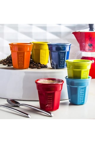 Bialetti Renkli Seramik 6 'lı Espresso Fincan Seti Çok Renkli