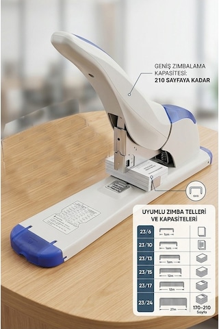 Büyük Boy Zımba Makinesi 1 Adet Kangaro Ds-23s24fl Arşiv Tipi Zımba Makinası 210 Yaprak Kapasiteli Büro Zımba Teli Kollu