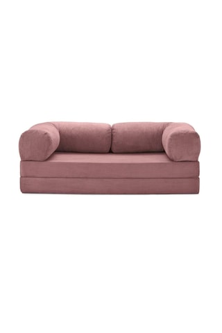 Herev 160x80 Sünger Koltuk İki Kişilik Kanepe Yataklı Yıkanabilir Kadife Kumaşlı Pembe