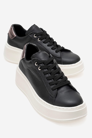 Luvishoes Luvi Shoes Gueno Siyah Cilt Hakiki Deri Kadın Spor Ayakkabı Siyah