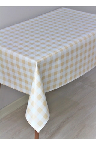 Elyaf Astarlı Silinebilir Muşamba Masa Örtüsü Pötikare - 107-3 Beyaz Sarı