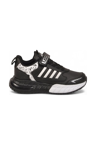 Lafonten Cırt Bantlı Kalın Tabanlı Siyah-beyaz Erkek Çocuk Yürüyüş Ve Spor Ayakkabı Sneaker 748 Cilt Siyah - Beyaz
