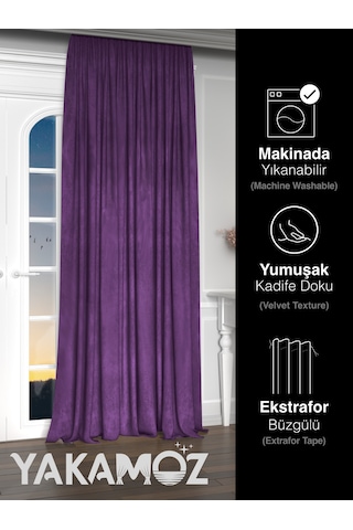 Yakamoz Kadife Görünüm Tatlı Mor Ada Fon Perde Ekstraforlu Velvet Touch Serisi Tatlı Mor