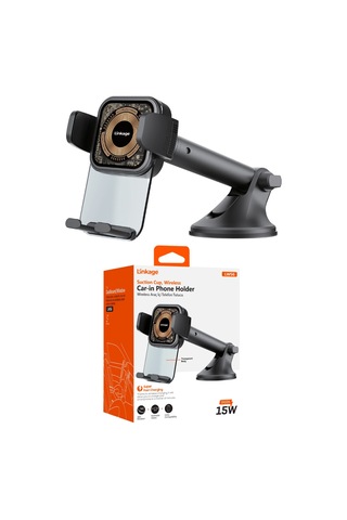 Lws6 15w Kablosuz Hızlı Şarjlı Vantuzlu Araç İçi Telefon Tutucu - Şeffaf Gövdeli, 360 Derece Dönebilen Cam Ve Torpido Uyumlu Tutucu