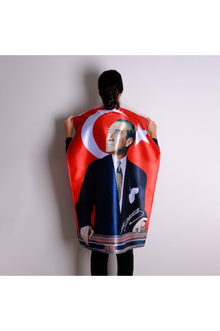 Atatürk Baskılı Türk Bayrağı Raşel Kumaş Dijital Baskı 70x105 cm