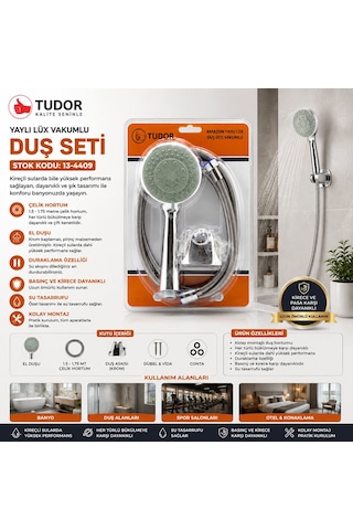 Vakumlu - Krom Lüks Duş Seti Metal Yaylı Hortum 150cm Mafsal 4741 Diğer