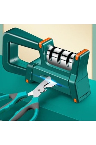 Novahub Yeşil 4-ın-1 Kesici Bileyici, 3 Aşamalı Hızlı Bileme, Kaymaz Mutfak Makas Bileyici Whetstone