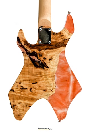 Elektro Gitar X Kasa Alev Custom Epoksi & Yıllanmış Ağaç Kişiye Özel Kırmızı Şeffaf