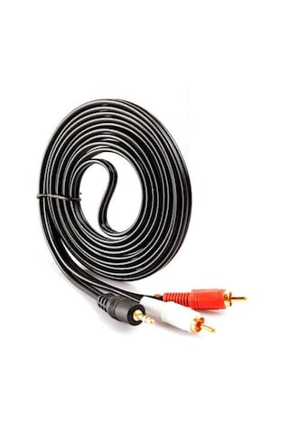 3 Metre - 3.5mm Stereo Aux Erkek To 2 Rca Ses Hoparlör Kablosu
