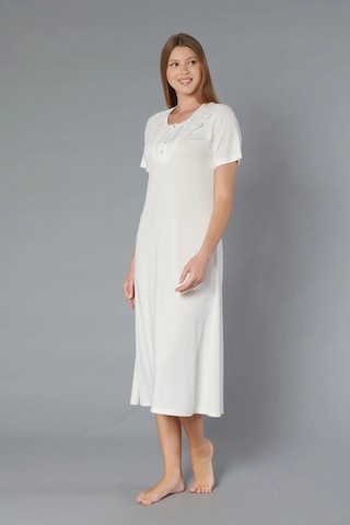 Klasik Dantel Detaylı Kısa Kollu Şık Zarif Gecelik Flz 38-31 Ekru