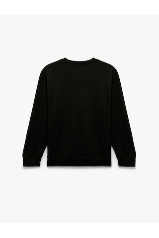 Koton Uzun Kollu Viskon Karışımlı Scuba Kumaş Bisiklet Yaka Basic Sweatshirt Siyah 7wam70299mk