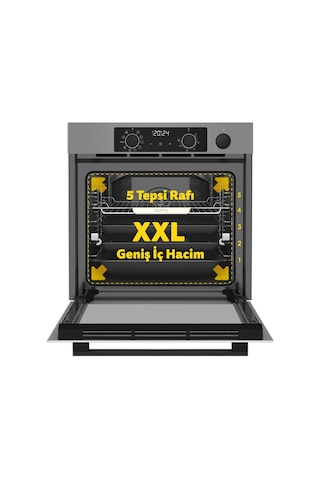 Simfer 8246 11 Fonksiyon Steam Master Ankastre Fırın Gri Cam Dijital