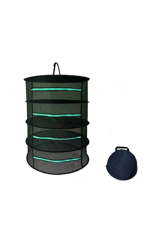 Sones Asılı Bitkisel Kurutma Ağı Katlanabilir Kurutma Rafı Kapalı Fermuarlı Bitki Kurutma Ağı, Özellikler: 60cm Çap 4 Katman