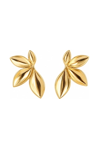 Bloom Collection Sylvie Çelik Gold Yaprak Çiçek Figürlü Küpe Altın Altın