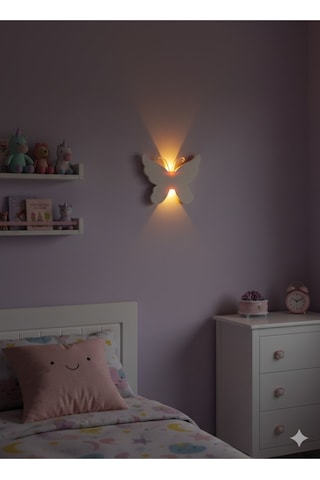 3d Design Kelebek Pilli Dekoratif Duvar Aydınlatması Aplik Gece Lambası Pembe