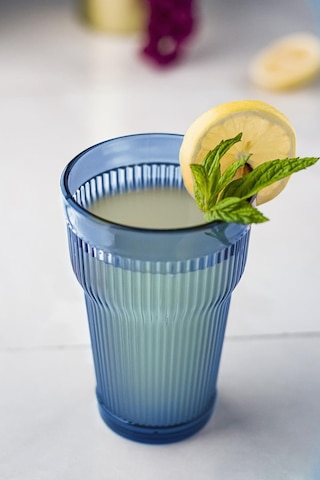 Akrilik Lacivert 6'lı Uzun Bardak & Su Meşrubat Bardağı 400 Ml Cam Değildir Lacivert