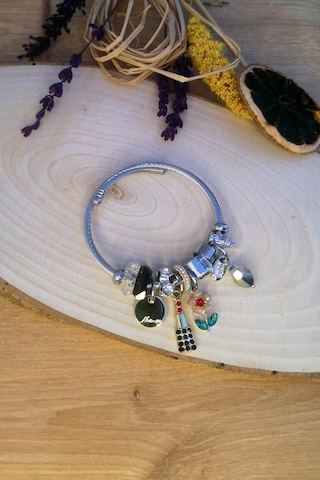 Allmisse Siyah Renk Çiçek Charmlı Çelik Bileklik