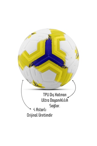 Telvesse Futbol Topu Premiera Sert Zemin Halı Saha Futbol Topu Hibrit Sarı No:5 Sarı