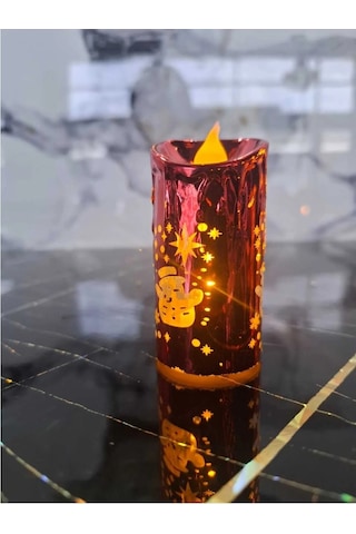 Ceritoğlu Happy Christmas Işıklı Mum-dekoratif-romantik - 3' Lü 3 Renk 7x3.5 Cm Pili Içinde Düğmeli Altın - Gümüş - Kırmızı