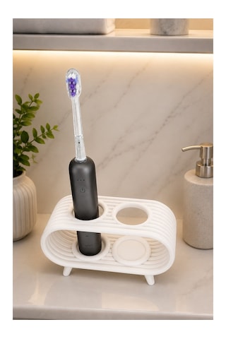 Veriqo 3d 2 Li Elektrikli Diş Fırçası Standı Tezgah Üstü Banyo Organizeri Diş Fırçalık Beyaz
