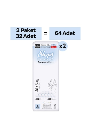 Sleepy Bio Natural Premium Plus Airbag Comfort Avantaj Paketi Külot Bez 6 Numara Xlarge 64 Adet