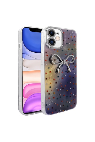Apple Uyumlu iPhone 11 Kılıf Kamera Korumalı Figürlü Zore Ponti Silikon Kapak Lila