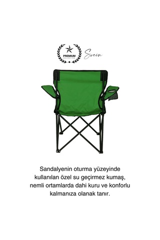 120 Kg Kapasiteli Su Geçirmez Kolay Silinebilir Katlanabilen Çantalı Askılı Kamp Piknik Sandalyesi Yeşil