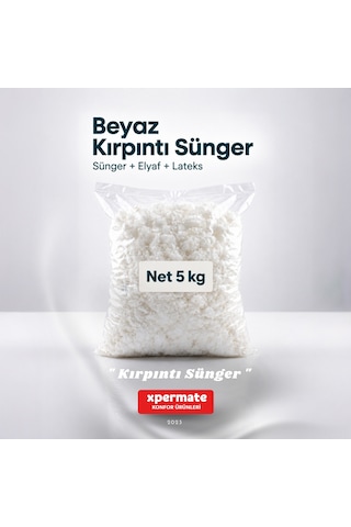 Kırpıntı Sünger Dolgu Malzemesi Beyaz Sünger Parçacıkları Elyaf Kırpık Sünger Dolgu Lateks 5 Kg