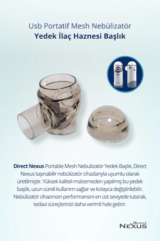 Direct Nexus Portable Mesh Nebulizatör Yedek ilaç Haznesi Başlık