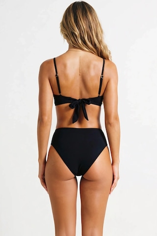Benerly Kadın Bikini Takımı İnce Askılı Desteksiz Bandeau Üst Normal Bel Siyah