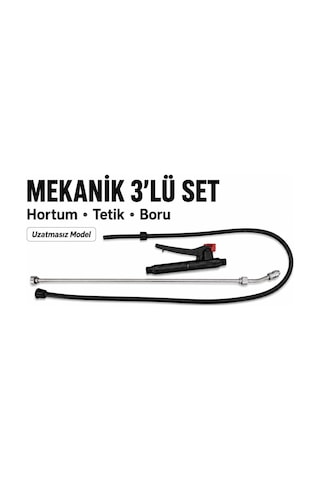Algarıde İlaçlama Makinesi Mekanik 3'lü Set Hortum Pompa Kolu Boru İlaçlama Makinesi Yedek Parça Seti
