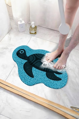 Kaplumbağa Banyo Paspası Kaymaz Taban Yumuşak Esnek Paspas Islak Zemin Hijyenik Paspas 40x60 Cm Mavi