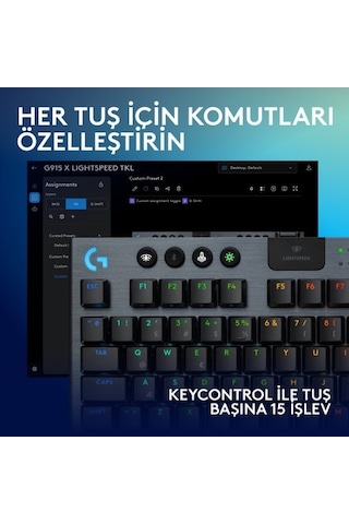 Logitech G915 X Lightspeed Tkl Siyah 920-012757 Rgb Gl Clicky Switch Kablolu/kablosuz Mekanik Oyuncu Klavyesi