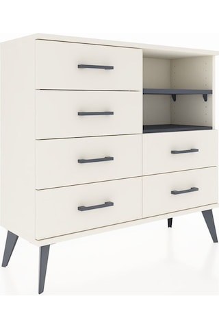 Arges Şifonyer 2 Raflı 6 Çekmeceli 88x30x80 Aytaşı-antrasit/aytaşı Antrasit/aytaşı