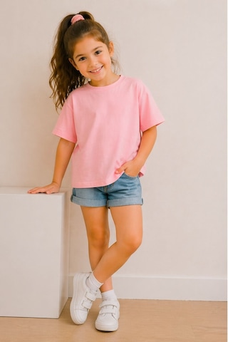 Zuzunga Kız Çocuk Basic Kısa Kollu T-shirt Pembe
