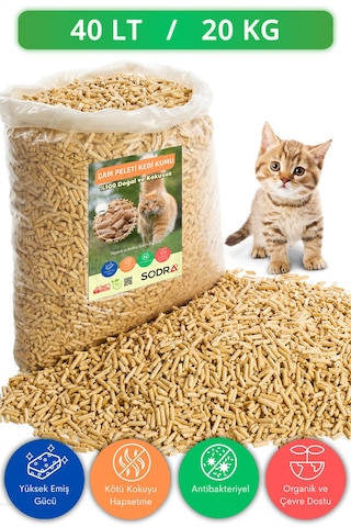 Sodra Organik Çam Kokulu Pelet Kedi Kumu 6 MM 40 L Sodra Organik Çam Kokulu Pelet Kedi Kumu 6 MM 40 L