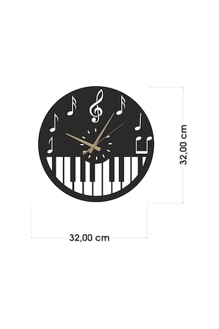 Nota Saat Duvar Dekoru Müzik-Piyano-Şık Hediyelik Saatlar Çok Renkli