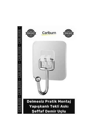 Askı Mutfak Banyo Duvar Kancası Delmesiz Pratik Montaj Yapışkanlı Tekli Askı Şeffaf Demir Uçlu Çok Renkli