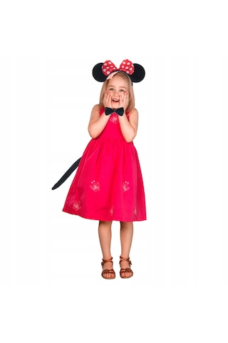 Lunaev Minnie Mouse Kostüm Seti Taç Kuyruk Papyon Gösteri Seti Parti Kostümü
